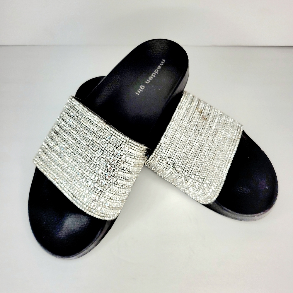 Steve Madden Black Diamond Rhinestone Slides